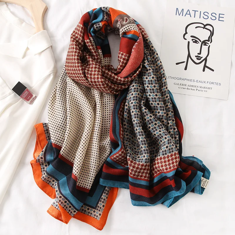 

2020 New design brand women scarf fashion print cotton spring winter warm scarves hijabs lady pashmina foulard bandana plaid
