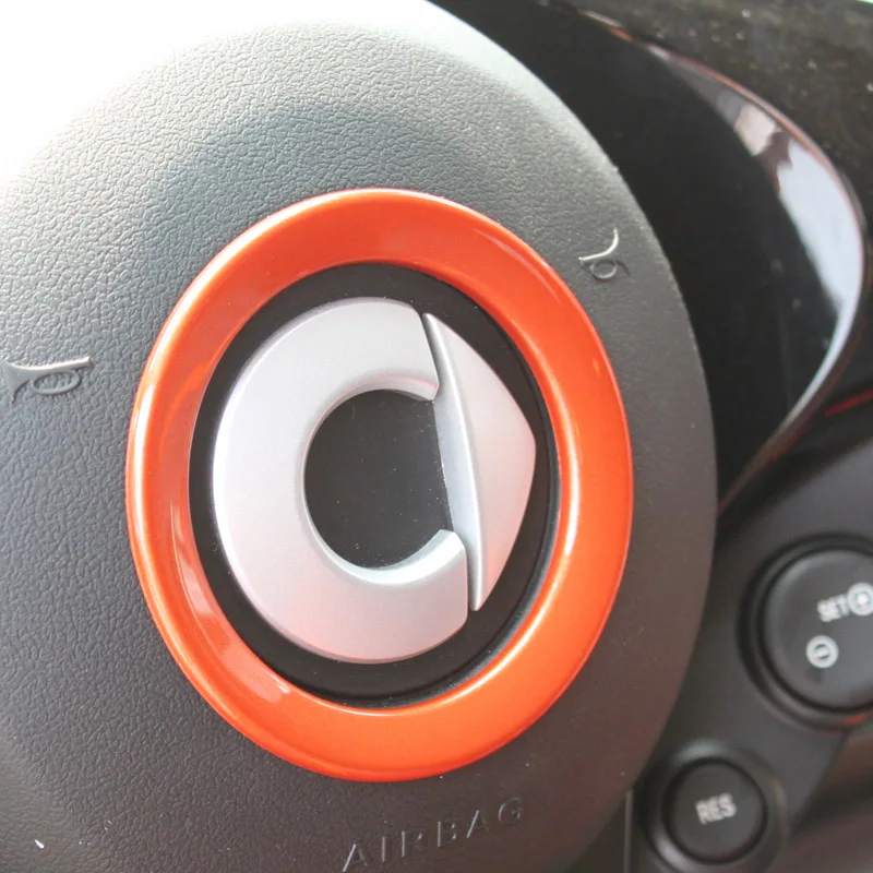 Orange Украшение рулевого колеса автомобиля Центральная панель кольцо наклейка для Mercedes Smart 453 fortwo forfour автомобиль Стайлинг Аксессуары - Название цвета: Orange