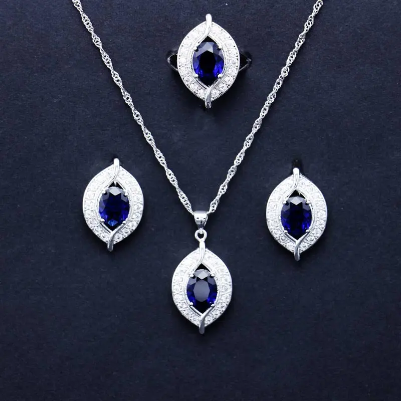 Блестящий комплект ювелирных изделий серебра глаз с фианитами пробы серьги