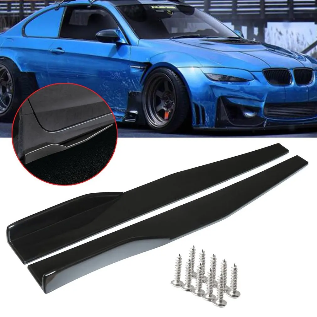 2pcs 74.5cm Universal Car Side Skirt Rocker Splitter Winglet Wing Bumper Lip Black Carbon Fiber Look Skirts | Автомобили и