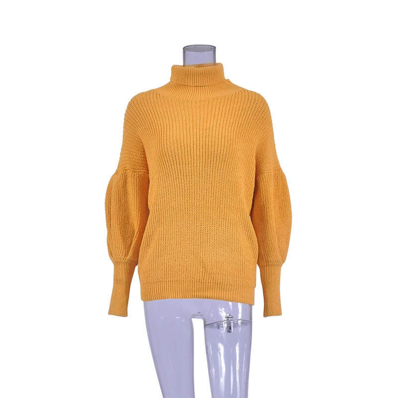 Женский вязаный свитер с воротником под горло повседневный пуловер