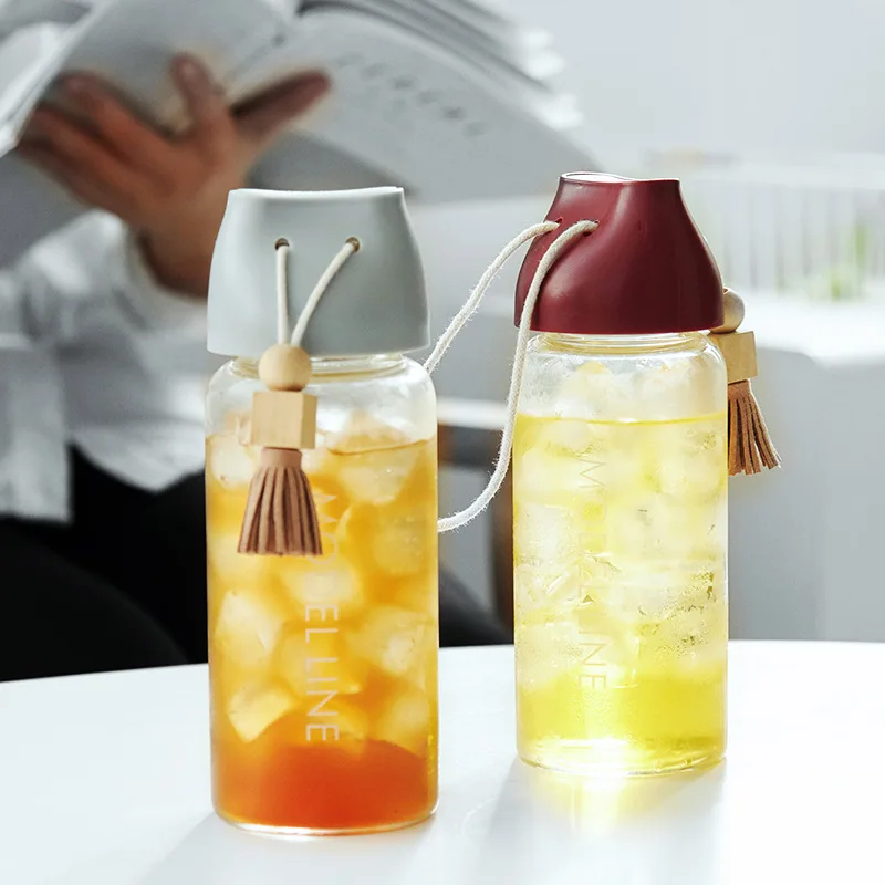 400 мл деревянный шар бахромой Стекло портативные бутылки для воды бытовой сок