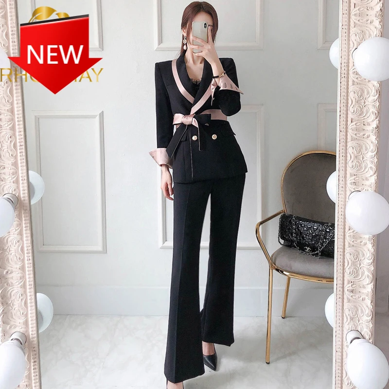 

Пиджак и длинные брюки, деловой костюм из двух предметов, облегающая рабочая одежда в Корейском стиле, новый костюм из блейзера и брюк на шну...