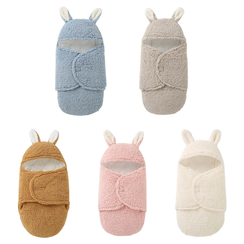 

2021 New Baby Sleeping Bag Envelope Newborn Hooded Swaddle Wrap Infants Soft Warm Thicken Lamb Fleece Sleepsack