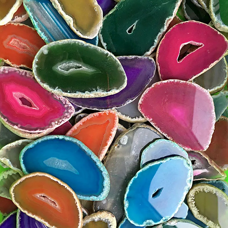 Натуральный жеод Slice лечебный кристалл агат необработанный камень Wicca Craft женский