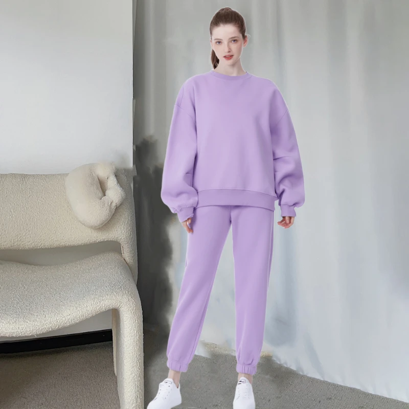 

Oversized Sweatshirts Pullover Women's Tracksuit Hoodies Pants Suit Winter 2021Autumn Casual Fleece Two Piece Set Sports Outfit