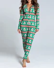 Женская пижама на пуговицах, Повседневная Пижама с принтом рождественской елки, комбинезон на зиму, 2020