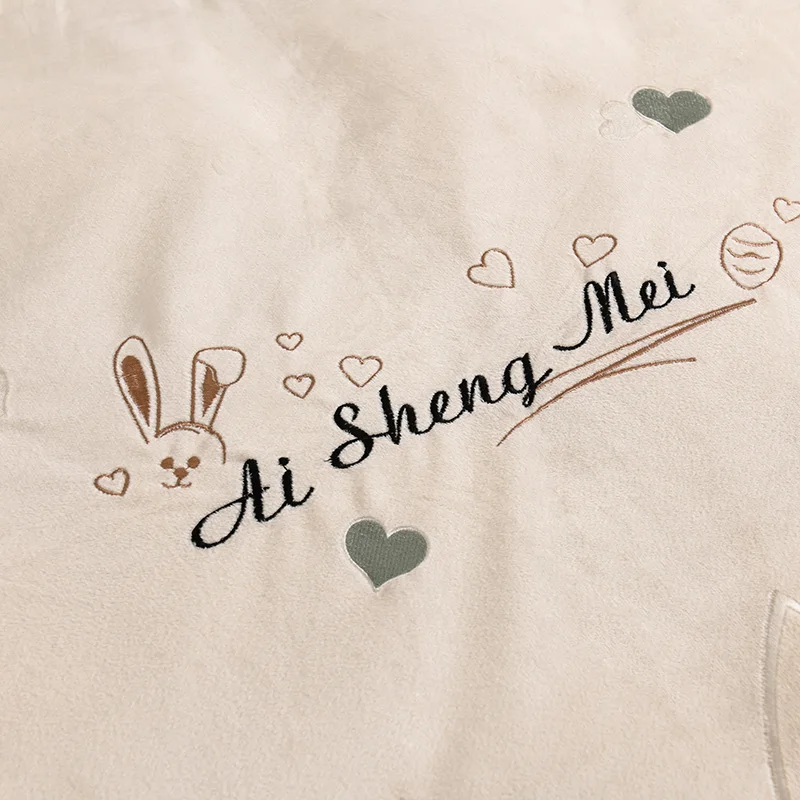 Милый мультфильм кролик вышивка белый фиолетовый розовый серый зима фланель