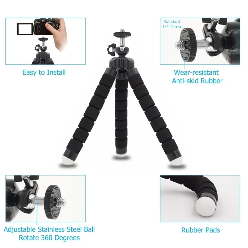 Mini Sponge Tripod For phone 360 Degree Lazy Octopus Holder Clip Action Camera Tripod For Gopro huawei xiaomi Smartphone Stand