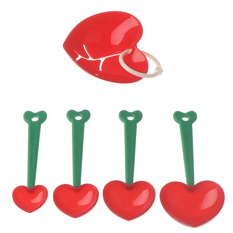 

5pcs/set Heart Shape Measuring Spoon Set Coffee Scoop Kitchen Cooking Flour Sugar Condiment Baking Tools Wedding Party Favor
