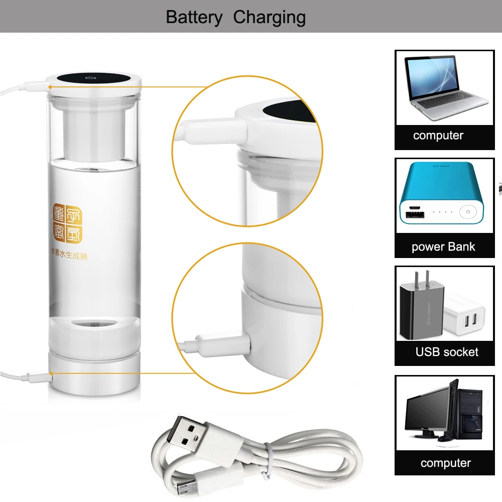 

Quantum Glass MRETOH Hertz Molecular Resonance Cup Hydrogen Rich Water Generator Bottle Alkaline Pure H2 Electrolysis Ionizer