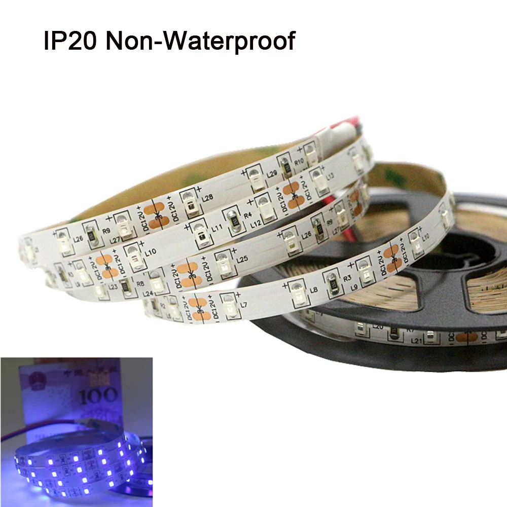 Светодиодная УФ светильник та водонепроницаемая гибкая лента SMD 2835 фиолетового