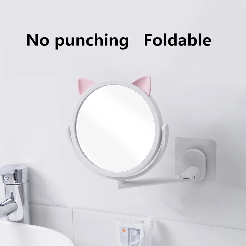 Креативное милое всасывающее настенное зеркало для макияжа не пробивая ванную