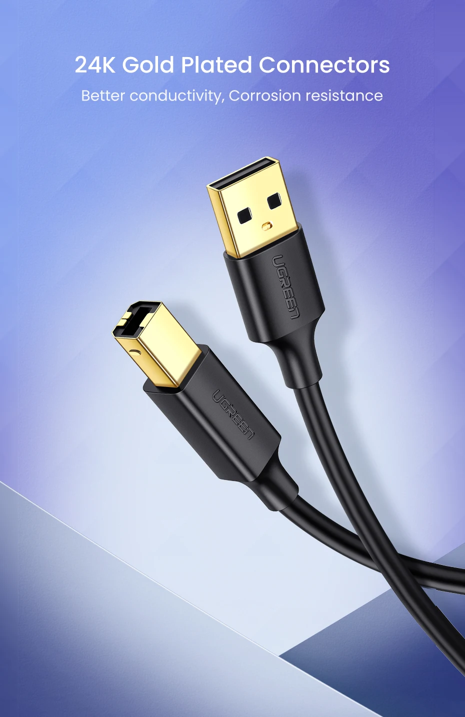 Ugreen USB кабель USB для принтера Тип B папа-папа USB 3,0 2,0 кабель для Canon Epson hp ZJiang принтер этикеток ЦАП USB принтер