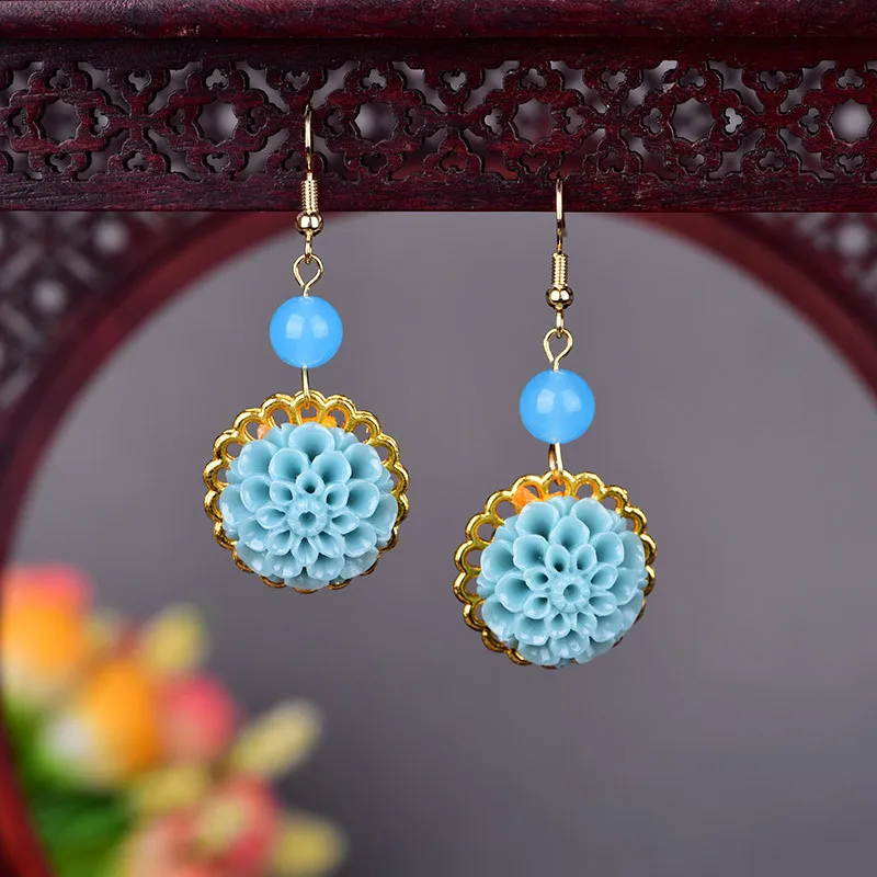 Модная одежда в китайском этническом стиле Стиль Ретро ювелирные изделия Серьга