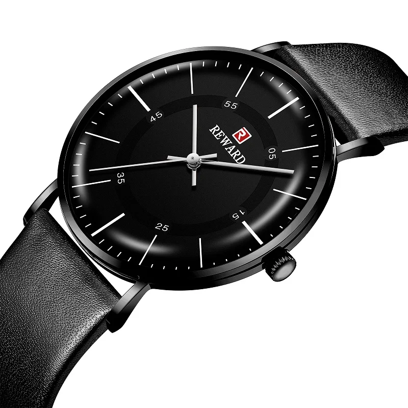 Часы наручные Мужские классические модные повседневные Простые с кожаным