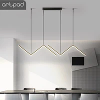 artpad modern led pendant lighting kitchen island living room wave shape hanging light black gold iron art lamp fixture 26w