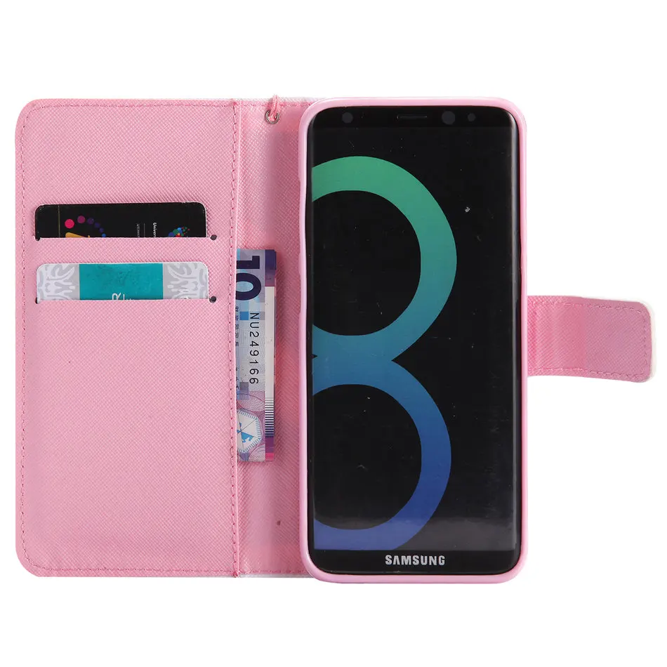 Милый кожаный чехол-книжка для Funda samsung Galaxy S8 S9 Plus S7 S6 Edge чехол с кошкой и деревом для глаз чехол-кошелек с подставкой и отделением для карт P06F
