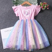 unicorn princess dress summer girls rainbow stars birthday wedding dresses 3 8years sweet kids flower vestidos children clothes