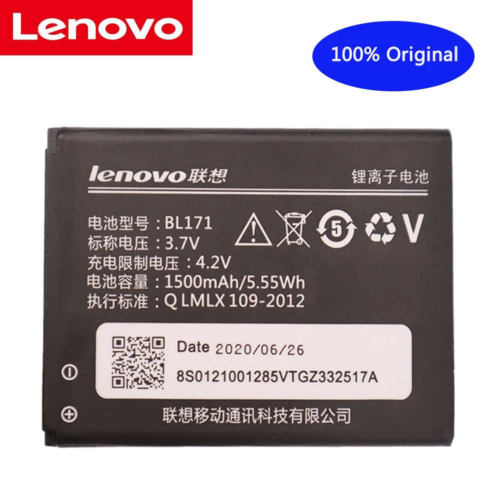 Оригинальный аккумулятор для телефона Lenovo 1500 мАч BL171 для Lenovo A319 A356 A368 A370e A376 A60 A65 A500 A390 A390T BL 171