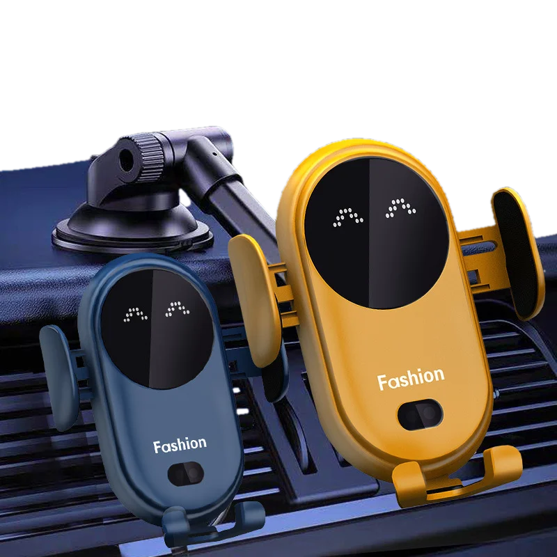 

Car Wireless Charger Holder Wireless Charging Stand Charger Auto Infrared Sensor LED Magnetic Charging For IPhone Samsung Xiaomi