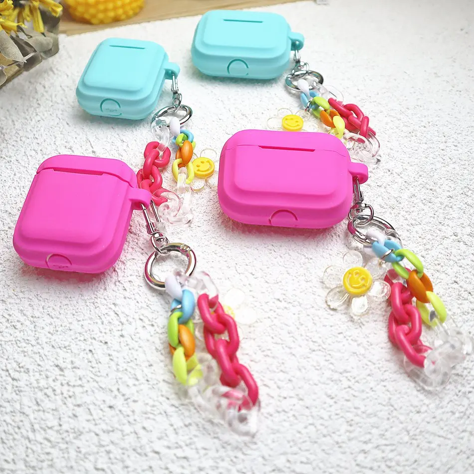 

For AirPods 1/2 Cover Cute flower Wrist chain Bracelet Earphone Protection Cases AirPods Pro Silicon Charging Box Accessories