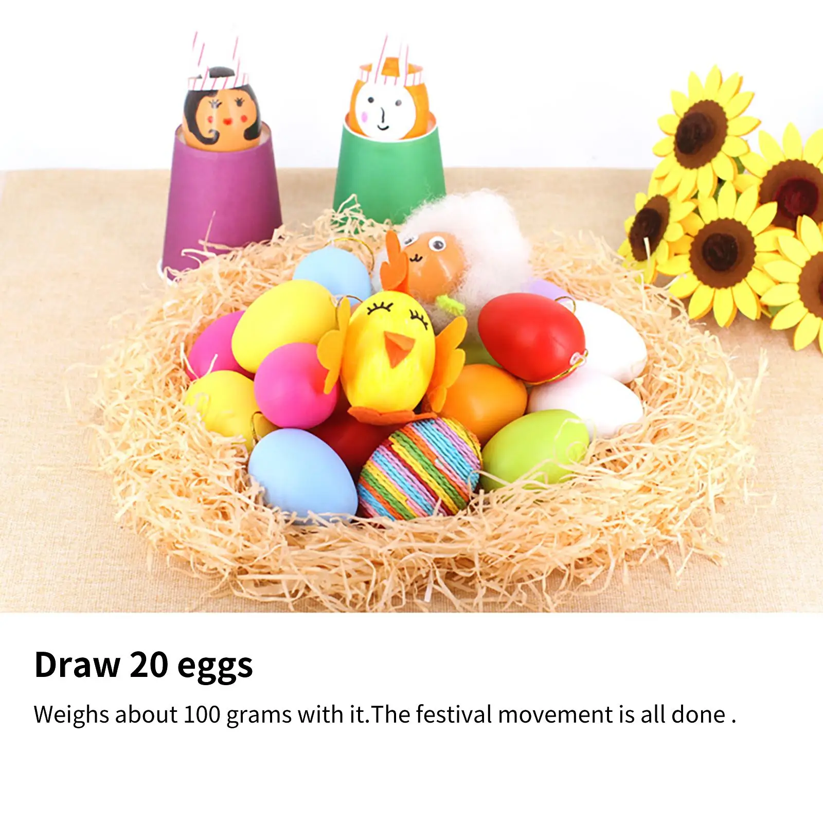 

20Pcs Funny Colorful Easter Eggs Smooth Lightweight Festival DIY Eggs Hanging Plastic Multiple Eggs Decorations For Easter