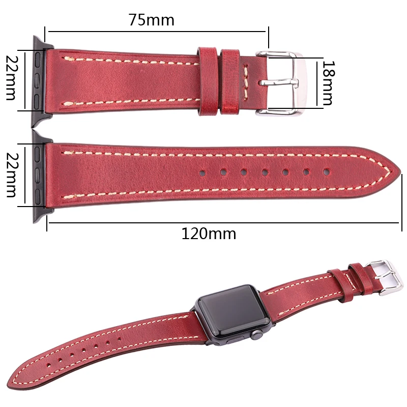 

Genuine Leather Loop Bracelet Belt For Apple Watch Band Strap 44mm 42mm 40mm 38mm SE Series 6 5 4 3 2 1 Cowhide Watchbands