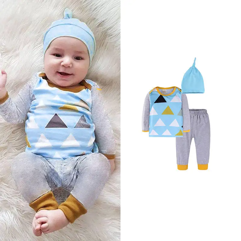 Baby Boy Clothes 2020 Autumn Baby Girl Clothing Sets Newborn Cotton Printed Long Sleeved T-shirt+pants+cap Kids 3pcs Suit