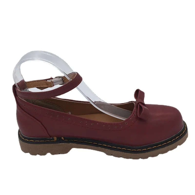 Женские балетки с круглым носком Туфли Мэри Джейн на плоской подошве ремешком и