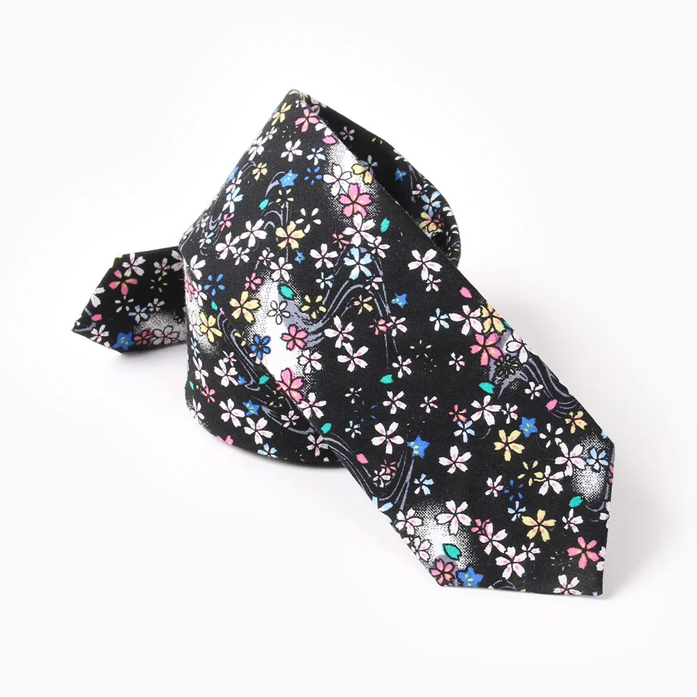 

New Florals Tie For Men Women Cotton 6cm Casual Flower Print Skinny Neck Tie For Wedding Party Classic Suits Daily Wear Tie