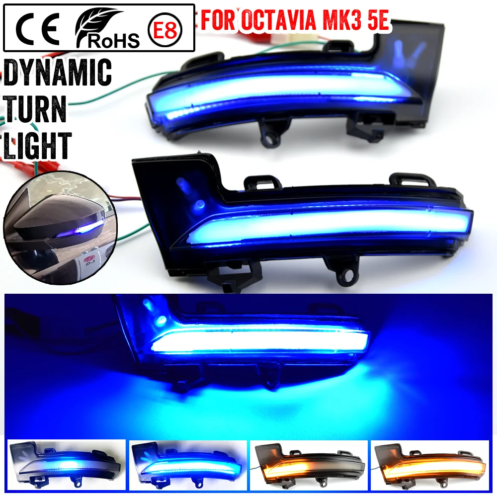 

For Skoda Octavia Mk3 5E 2013 2014 2015 2016 2017 2018 2019 LED Dynamic Turn Signal Blinker Flowing Water Blinker Flashing Light
