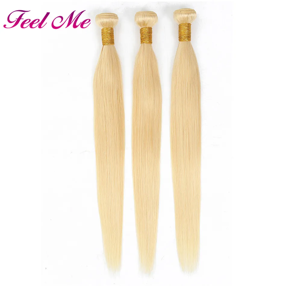 Блонд 613 пучки с фронтальной бразильской прямой закрытием 13*4 Remy мед блонд |