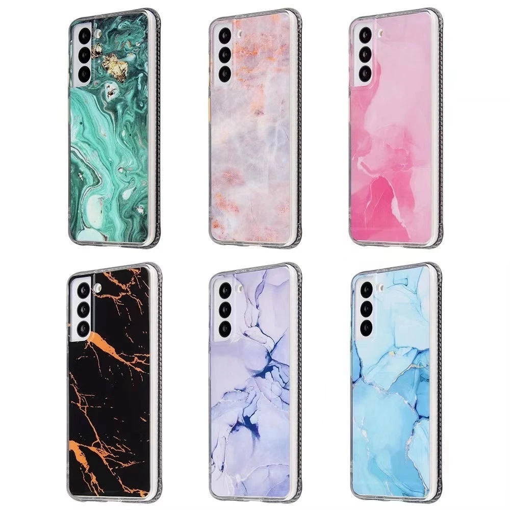 

Bling Frame Gradient Marble Phone Case For Samsung S21 Plus S20 FE Note 20 Ultra A51 A71 A12 A32 A52 A72 A02S 5G Soft Back Cover