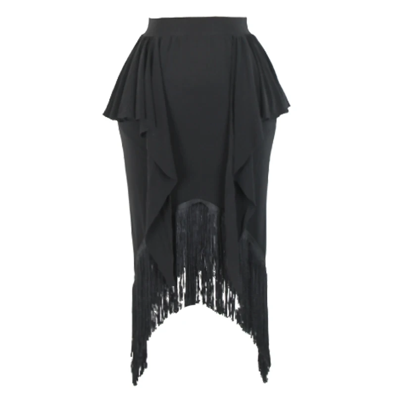 

Latin Dance Skirt Adults Black Irregular Fringe Skirts Women Practice Wear Samba Salsa Cha Cha Tango Dancing Clothes DNV12494