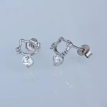 

Kitten Studs New S925 Pure Silver Earrings Korean Cute Cartoon Animal Shape Silver Jewelry WME037