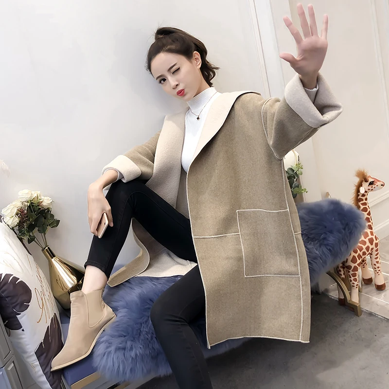 Шерстяное пальто женская одежда на весну и осень зиму 2019 Новое корейское длинное