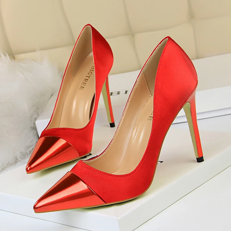 

Splicing Women's Pumps Shoes On Heels 10cm Elegant High Heel Shoes Women's Party Shoes Female Stiletto Thin Heel Ladies Pumps