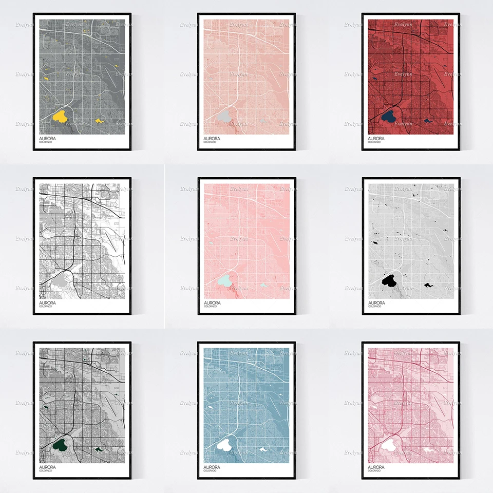 

Северная карта Колорадо, Северный ретро-минимализм, живопись, плакаты и принты на холсте, настенное искусство, модульные картины, домашний д...