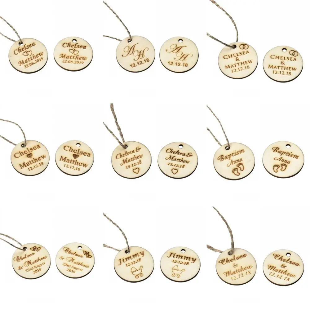 100 шт. деревянные круглые столы с гравировкой | Дом и сад