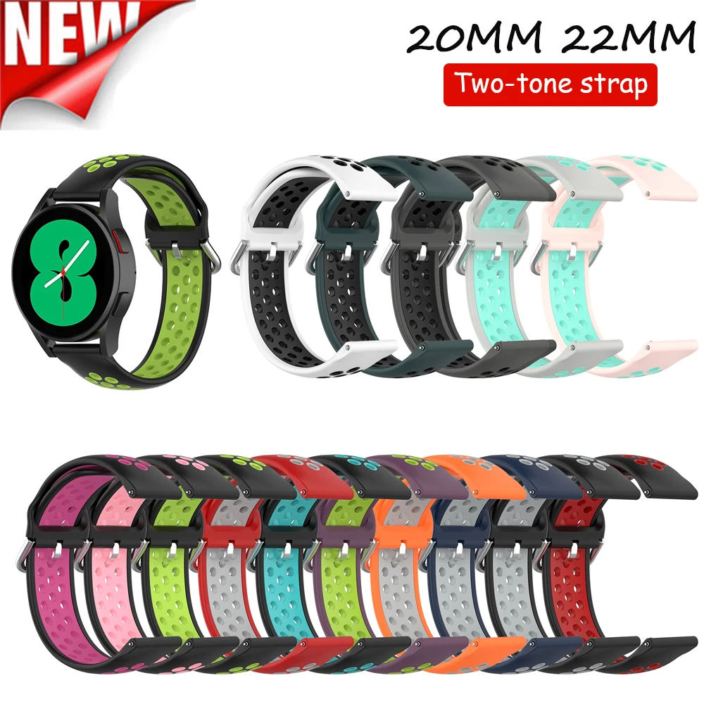 

Two-color Watch Strap for Galaxy Watch 4 46MM Gear S3 Amazfit Bip 20mm 22mm Watchband for Samsung Galaxy Watch Active 2/Active 3