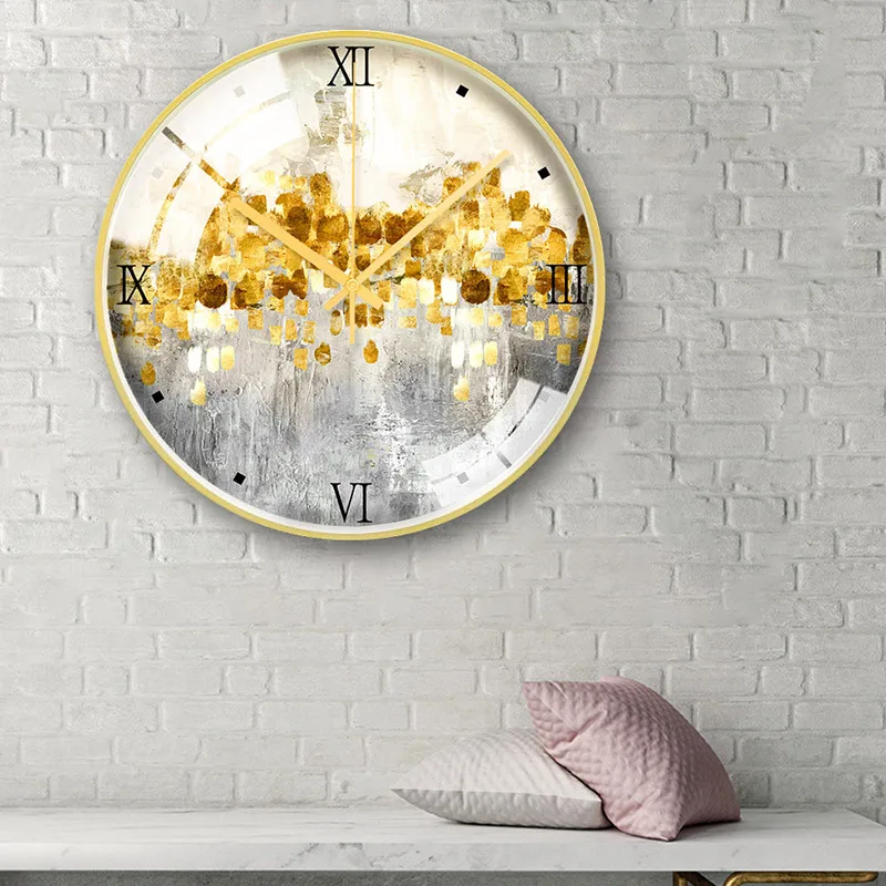 Скандинавские художественные настенные часы креативные золотые часы современное простое, маленькое, новое легкое Роскошное винтажное домашний декор для кухни 50Z36
