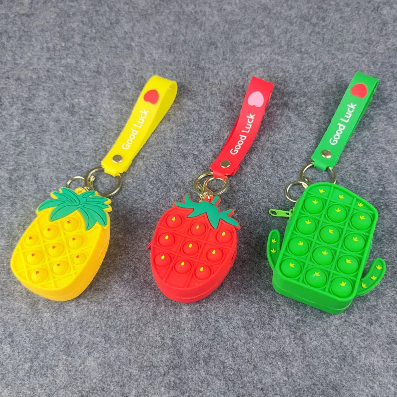 

8 pcs/lot Avocado Cactus BUBBLE FIDGET Pencil Case Cute Silicone Pencil box Stationery Pouch Coin Purse Office School Supplies