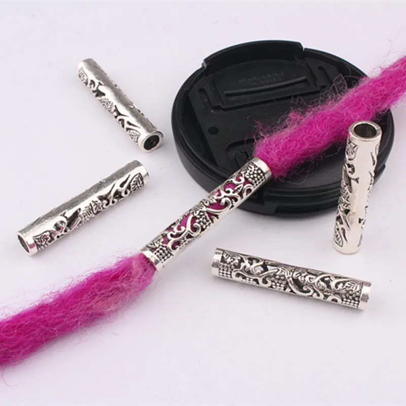 10 шт./лот серебряные металлические полые волосы оплетка страх дред бусины кольца