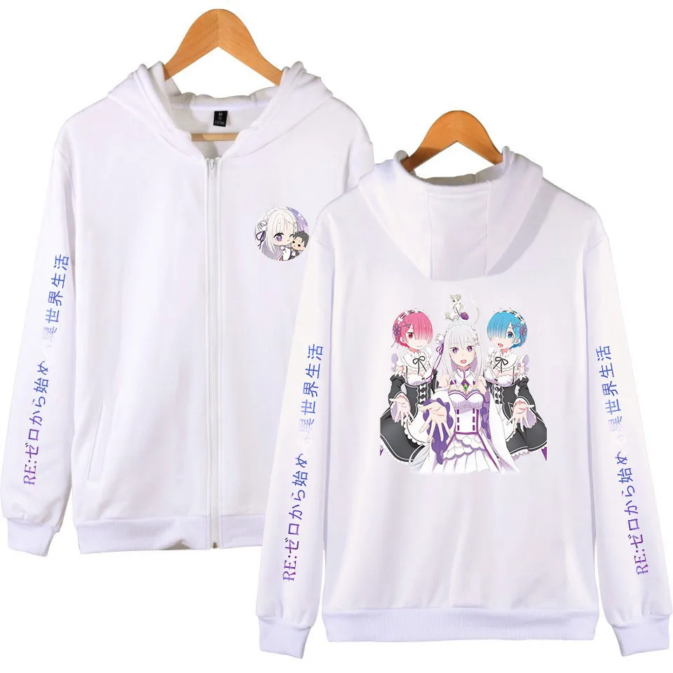 Re Zero худи Rem Новый Твин горничной Ram толстовка с капюшоном и карманом для девочек