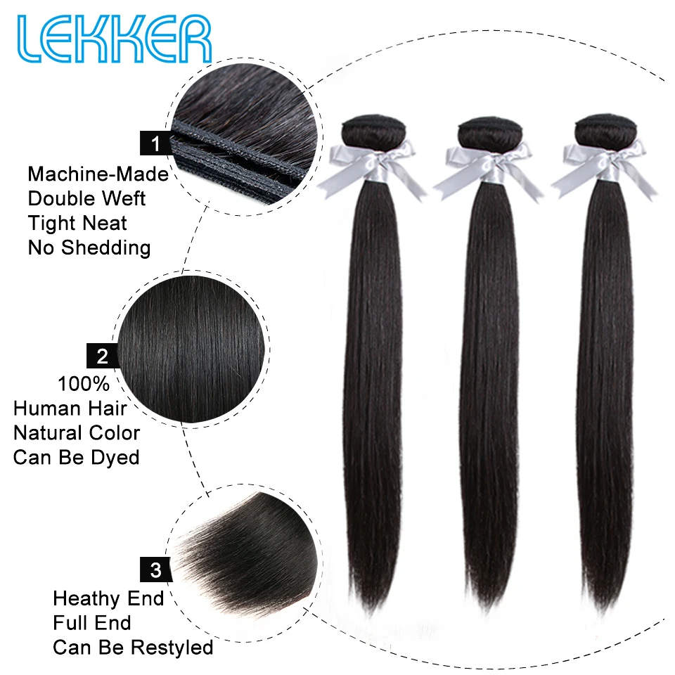 Lekker бразильские волосы пучки прямых и волнистых волос 3 пучка конский хвост наращивание волос оптом дешевые пакеты человеческих волос