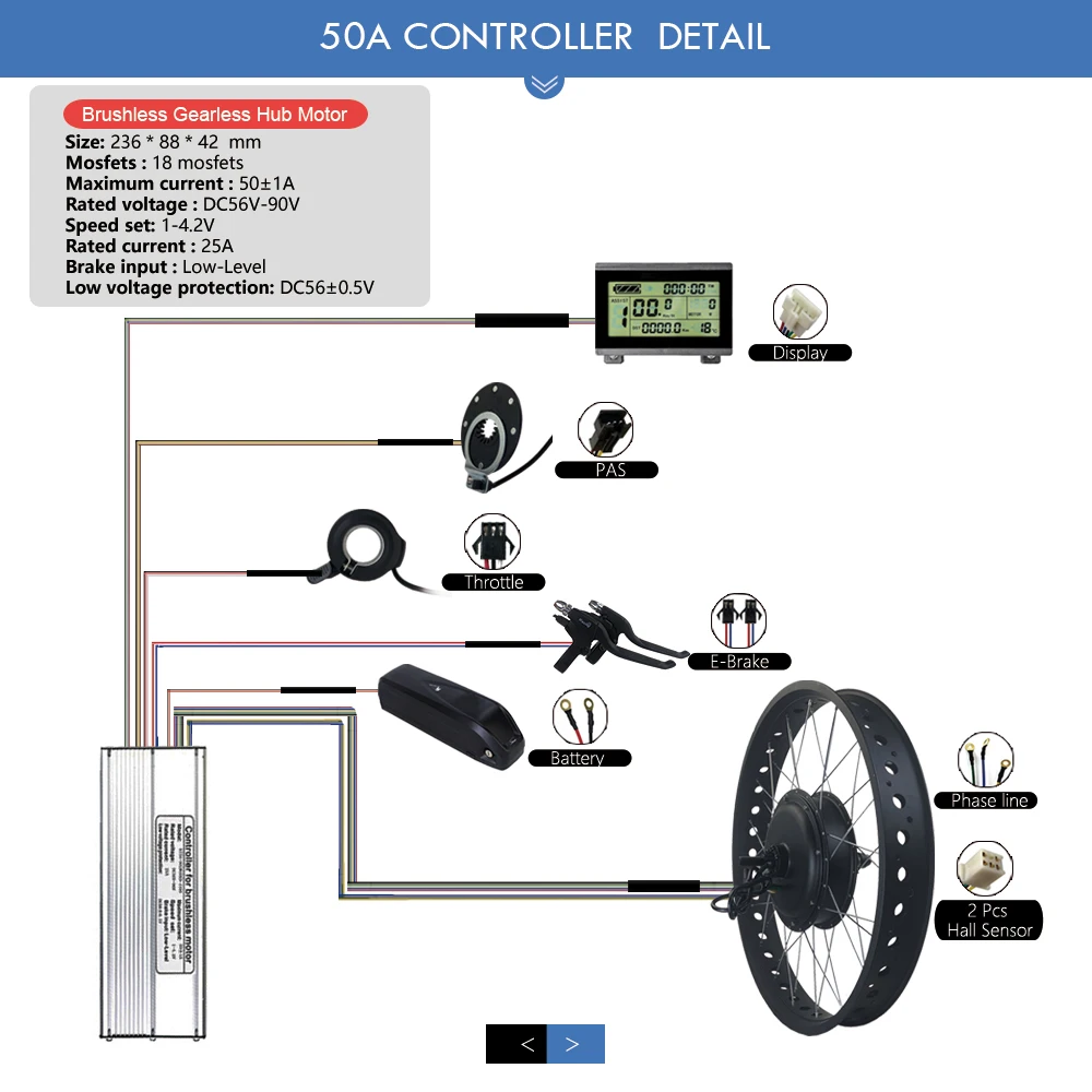 Комплект для электровелосипеда заднее Кассетное колесо 72 в 3000 Вт фэтбайк