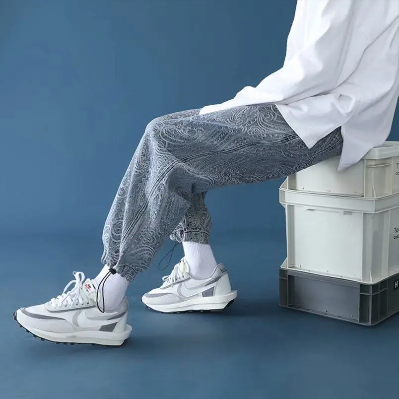 

Pie Shuai Jeans Men's Summer Thin Straight Loose Casual Harlem Pants Korea Trend Pullout Cargo Pants Fashion Trouser Blue 3XL