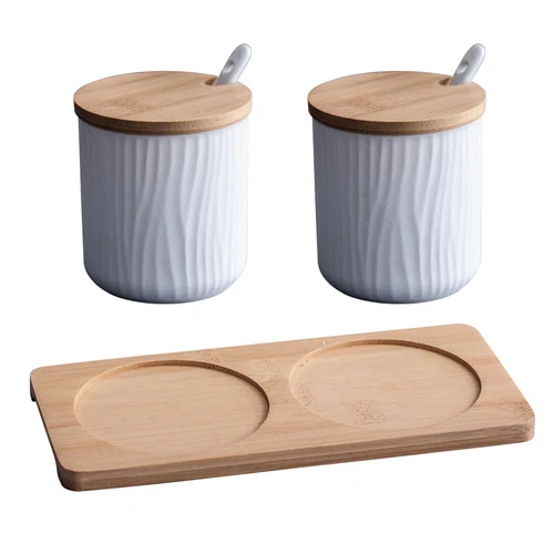 2PCS SET B Керамический горшок для приправ, креативная бутылка для хранения, Скандинавская Бытовая коробка для приправ, емкость для соли, кухонные принадлежности, комбинированный набор - Цвет: 2PCS SET B