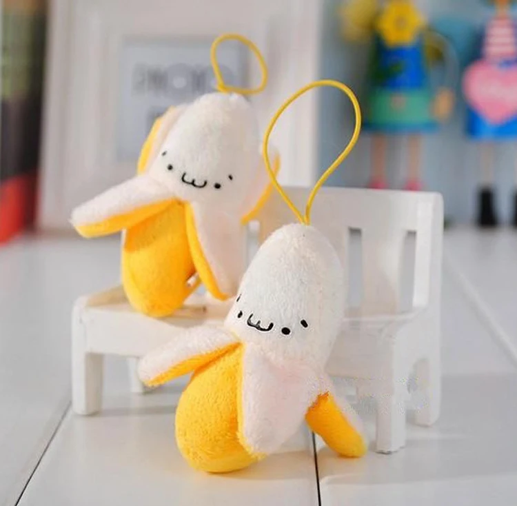 100 шт./лот мини брелок-банан плюшевый брелок подарок цепочка брелки плюшевая